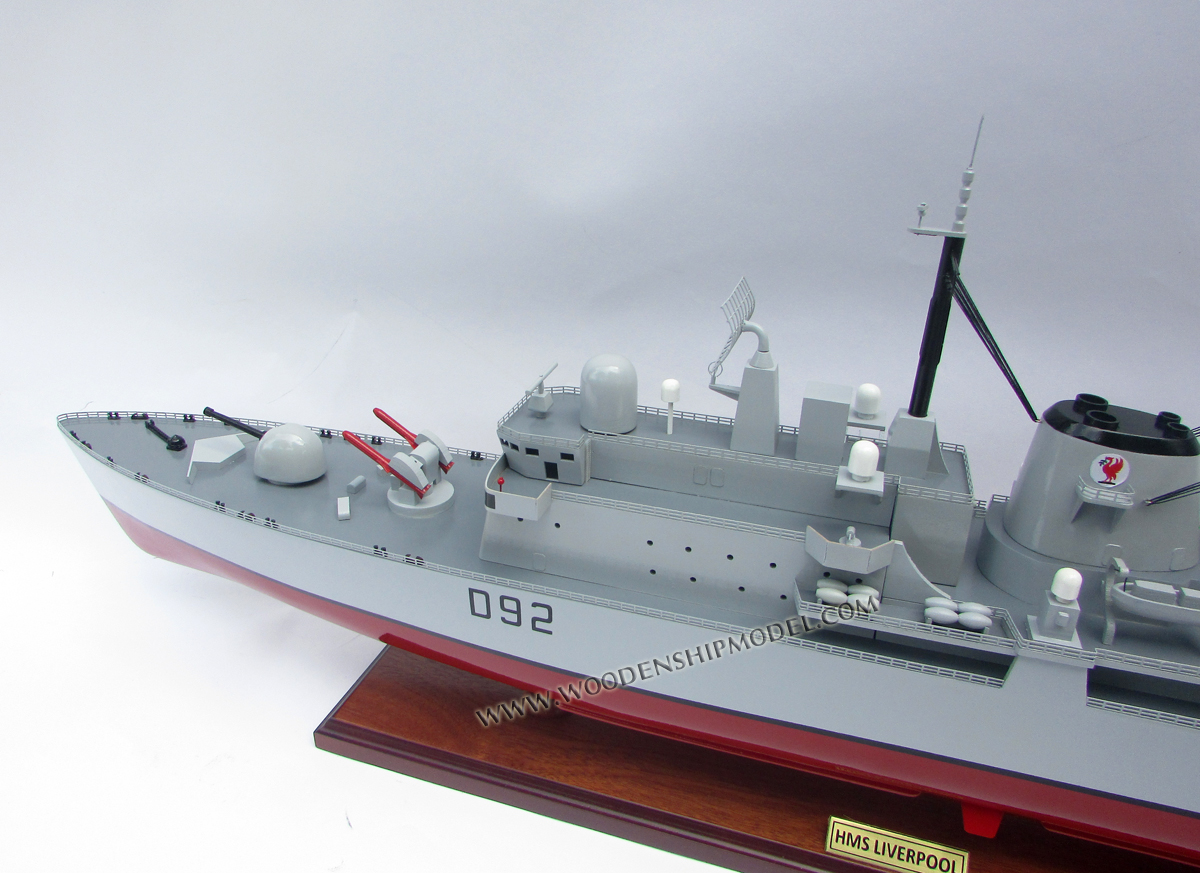 HMS Liverpool D92 type 42 destroyer wooden model ship decoration, HMS Liverpool D92 type 42 destroyer ship model, model ship HMS Liverpool D92 type 42 destroyer, hand-crafted oil tanker HMS Liverpool D92 type 42 destroyer, HMS Liverpool D92 type 42 destroyer display model, hand-made HMS Liverpool D92 type 42 destroyer model ship, hand-crafted oil tanker modelship HMS Liverpool D92 type 42 destroyer, hand-made oil tanker model from wood, wooden ship model, wooden model boat, quality model boat, quality model ship, gia nhien co., ltd vietnam, gani, ga-ni llc, leading vietnam model ship builder, leading model boat in vietnam, boat builder in vietnam, boat ship model in ho chi minh city, vietnam