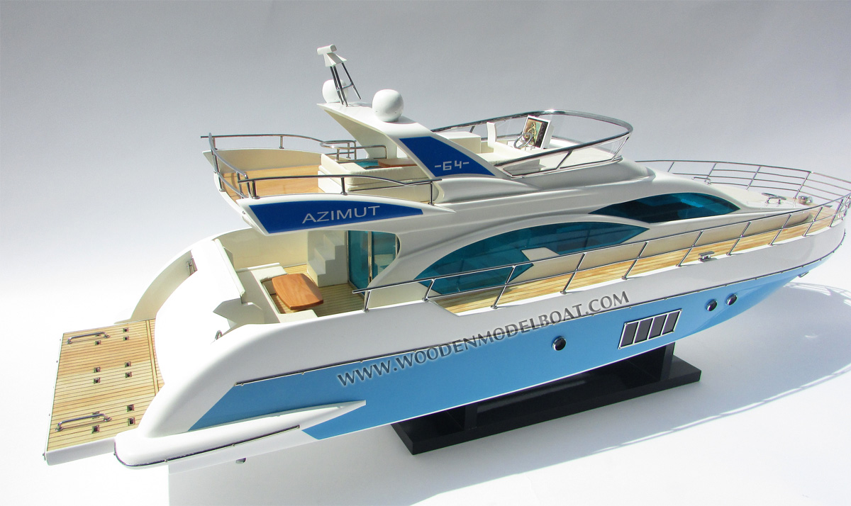 Wooden Ship Model Azimut 64 Flybridge model yacht, scale Azimut 64 Flybridge model yacht, ship model Azimut 64 Flybridge model yacht, wooden ship model Azimut 64 Flybridge model yacht, hand-made ship model Azimut 64 Flybridge model yacht with lights, display ship model Azimut 64 Flybridge model yacht, Azimut 64 Flybridge model yacht model, woodenshipmodel, woodenmodelboat, gianhien, gia nhien co., ltd, gia nhien co model boat and ship builder