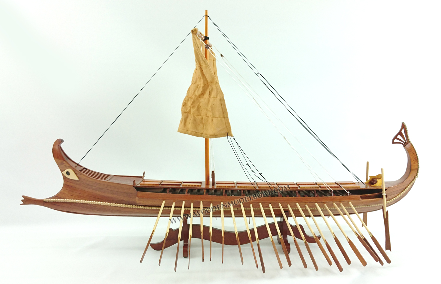 Bireme Model Boat ready for display