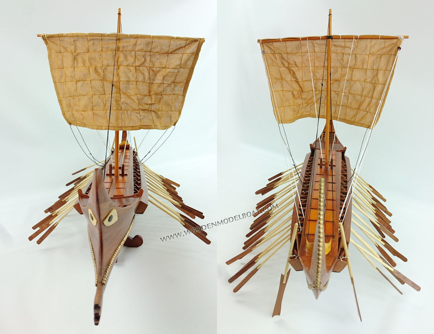 Bireme, ship with two series of oars in each side, was the precursor of trireme and forms the in-between link evolution from pentikoro to subsequent ships. Biremes were made with thirty or fifty oars and the dimensions of these ships are between: 18-22m length, 3-4 m width, 22 tones displacement and the length of the oars 4-6 m. The most famous biremes were made in Samos from tyrant Polykrates and were named samaines. It was a special type of biremes, made in such a way so that could be used as a tanker and as a battle ship in the same time. For greater stability of the ship the Phoenicians lowered the crinolines (platforms where oarsmen sat). A massive bronze covered battering ram was the main weapon of this narrow high speed bireme. The traditional removable rig was typical. A decorative poop extremity of stern was abruptly bent, similarly to a tail of a scorpion, and the balustrade of the battle platform was covered with the shields of warriors for reinforcement. Phoenicians were considered as the best seamen of the time and many ancient states frequently used them as mercenaries.