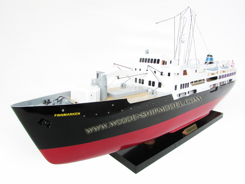 Handcrafted MS Finnmarken Museum Ship Model in 1956