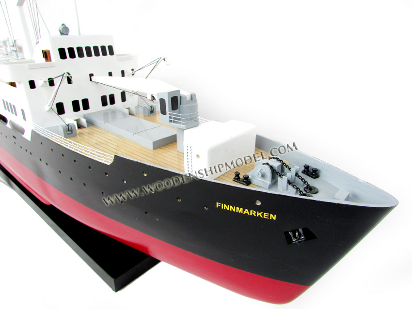 Handmade MS Finnmarken Museum Ship Model in 1956