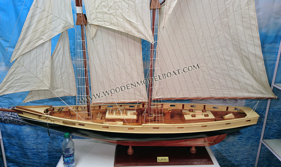 Wooden Model Boat Bluenose II, Bluenose II sailboat, sailing boat bluenose II, wooden sail boat Bluenose II, schonner Bluenose II model, display Bluenose II model boat, wood boat Bluenose II for display, hand-crafted Bluenose II model, hand-made Bluenose II model boat, huge Bluenose II model, decorative Bluenose II model boat, display boats for restaurant, display boat for hotel, display boat for office