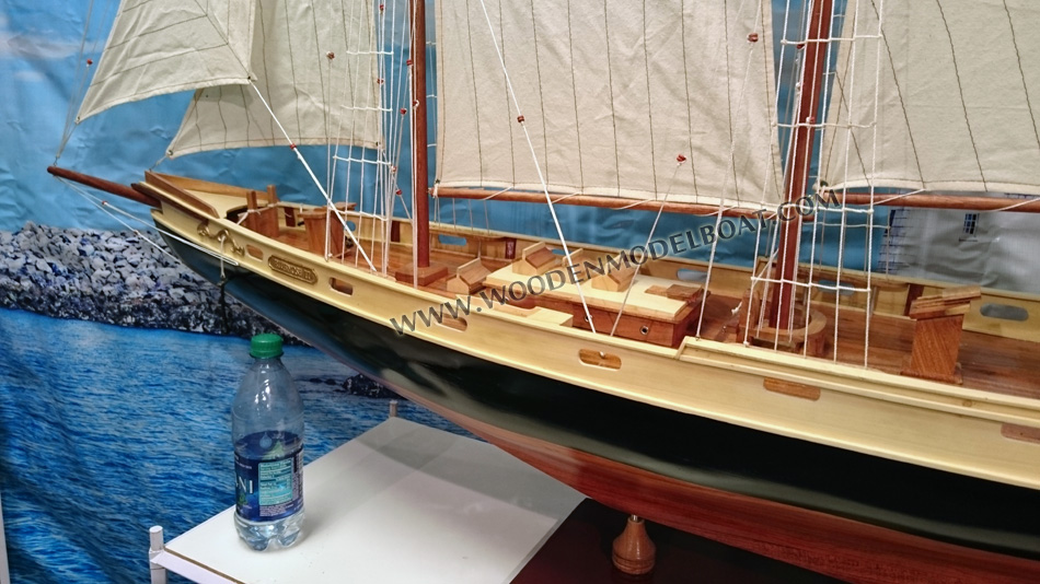 Wooden Model Boat Bluenose II, Bluenose II sailboat, sailing boat bluenose II, wooden sail boat Bluenose II, schonner Bluenose II model, display Bluenose II model boat, wood boat Bluenose II for display, hand-crafted Bluenose II model, hand-made Bluenose II model boat, huge Bluenose II model, decorative Bluenose II model boat, display boats for restaurant, display boat for hotel, display boat for office