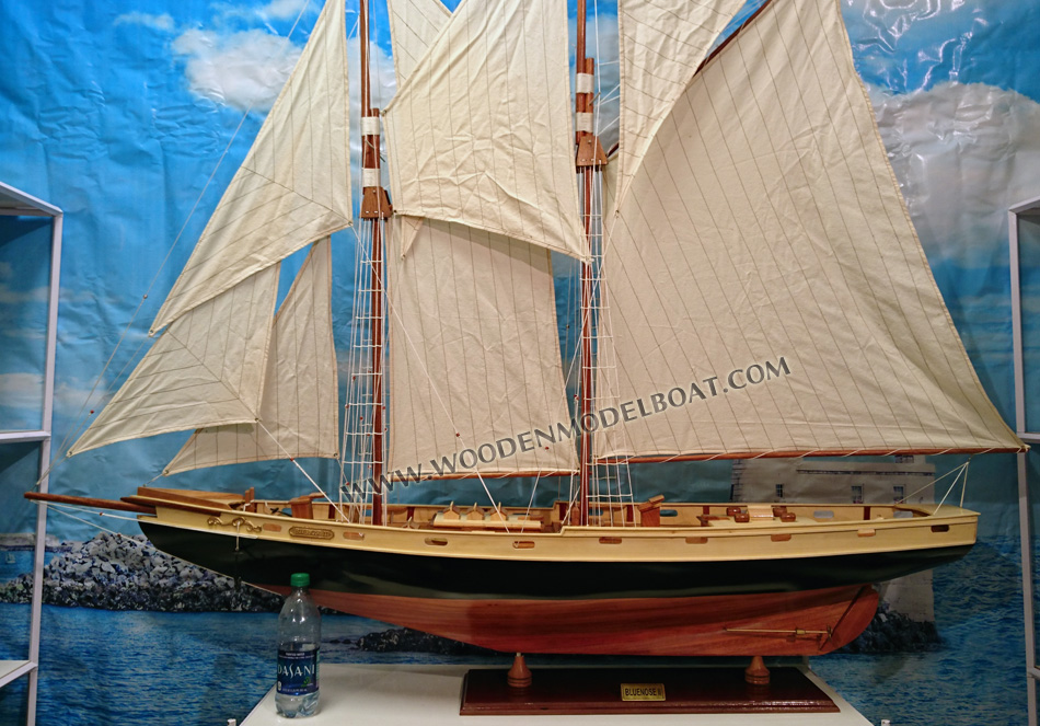 Wooden Model Boat Bluenose II, Bluenose II sailboat, sailing boat bluenose II, wooden sail boat Bluenose II, schonner Bluenose II model, display Bluenose II model boat, wood boat Bluenose II for display, hand-crafted Bluenose II model, hand-made Bluenose II model boat, huge Bluenose II model, decorative Bluenose II model boat, display boats for restaurant, display boat for hotel, display boat for office