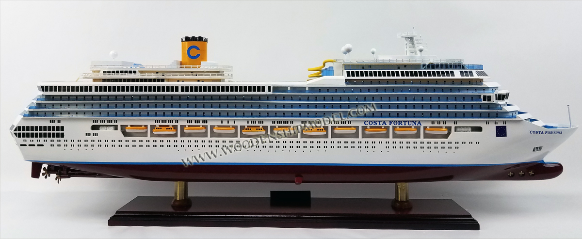 Costa Fortuna is a cruise ship for Costa Crociere built in 2003 on the same platform as Carnival Cruise Lines' Destiny-class. She was inspired by the Italian steamships of the past. Models of these ships are on display in the ship's public areas. In the atrium, models of the 26 past and present ships of Costa's fleet are displayed upside down, on the ceiling, up to, and including, Fortuna herself.