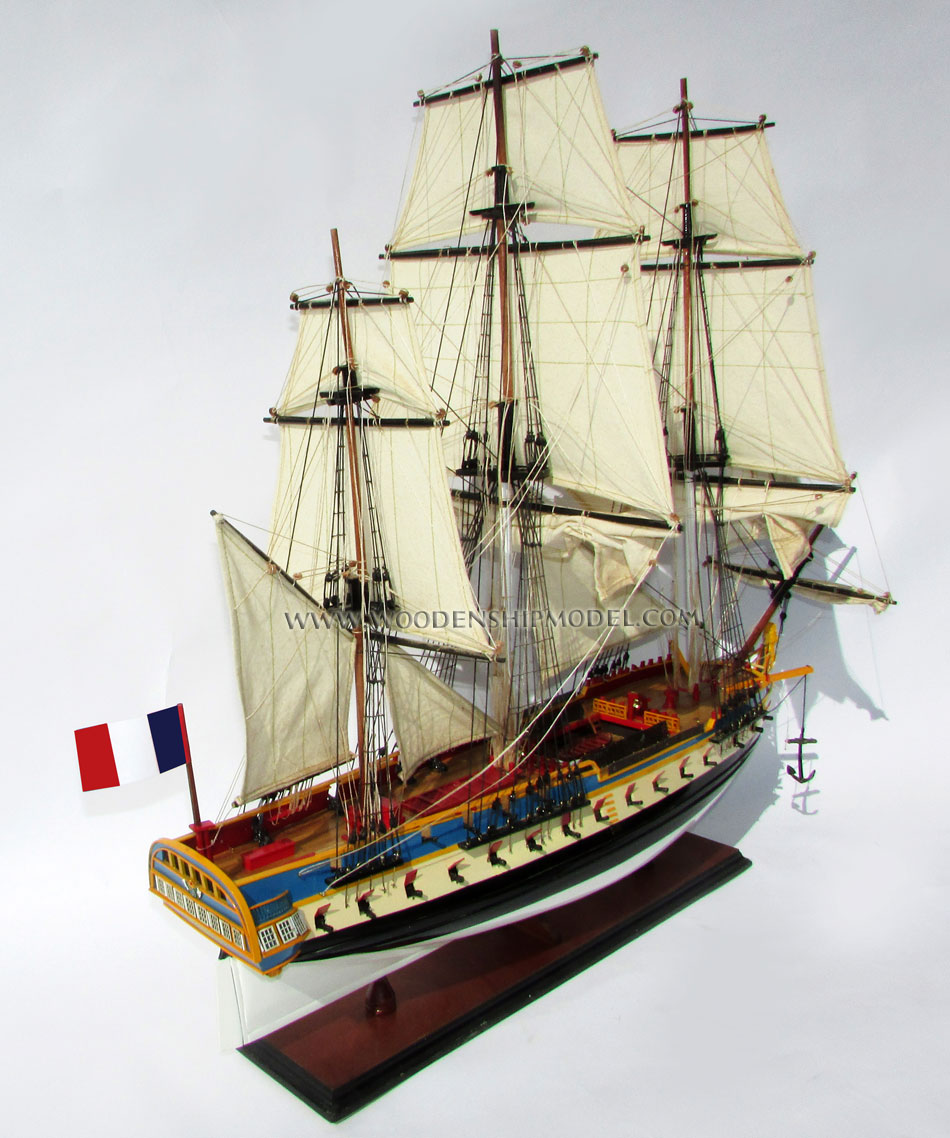 Wooden ship model La Fayette Hermione ready for display