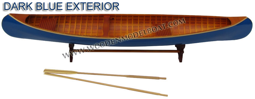 Wooden Model Boat Canadian Peterborought dark blue canoe