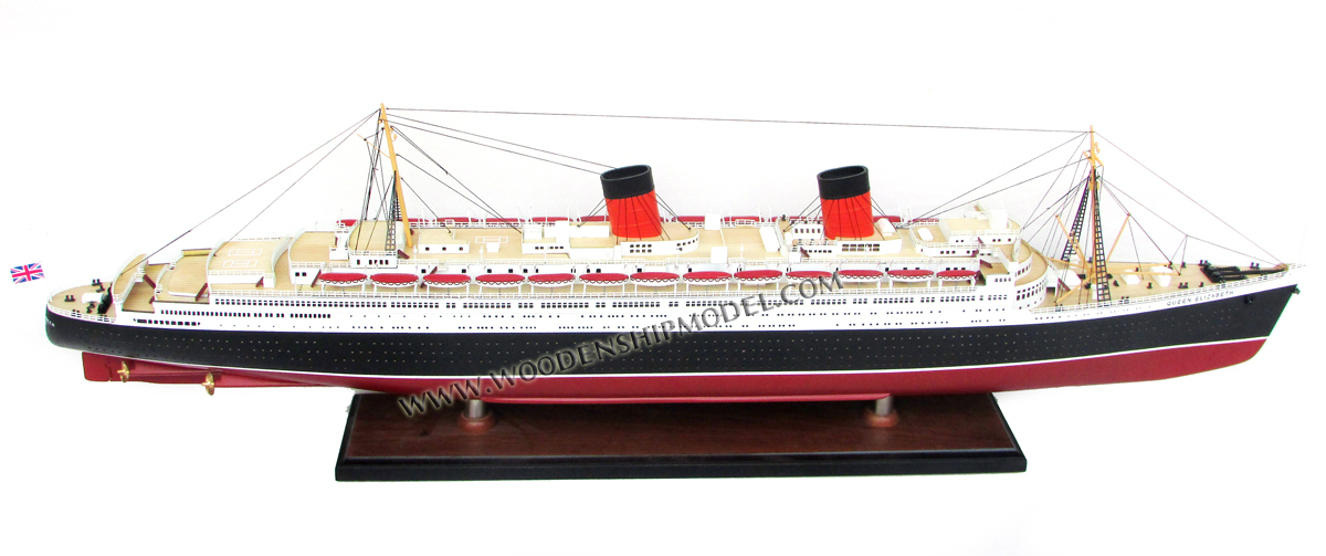 Handcrafted RMS Queen Elizabeth Ship Model