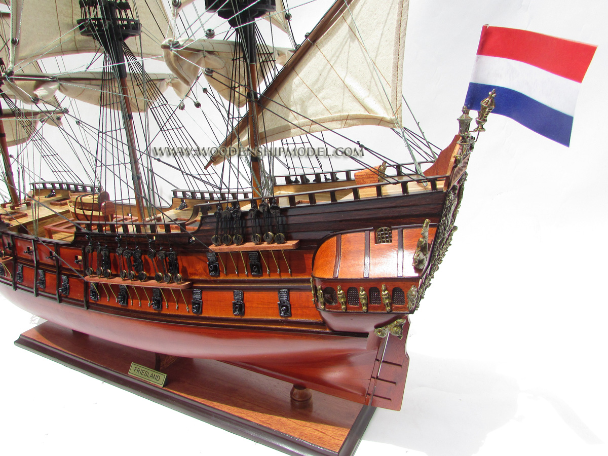 Model Friesland from Stern view, Friesland model ship, Friesland tall ship, Friesland historic ship, Friesland wooden model ship, Friesland model handicrafted ship, model handicraft boat Friesland, wooden model boat handicraft Friesland, model historic ship Friesland, model handicrafted ship Friesland, hand-crafted Friesland model ship