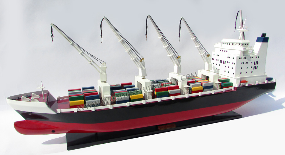 Model Container Ship with Cranes, scale container model ship, container ship model with cranes, HO container ship model, replica container ship model, container ship for office, container ship for shipping company, nautical giftware, office gift, quality model ship, container ship model, handcrafted container ship, display container ship, wooden ship model, handmade ship model, wooden model ship by master craftsmen, wooden model boat, gianhien's model, Vietnam ship builder