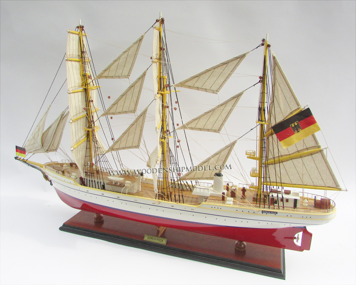 Model Ship Gorch Fock ready for display with full rigged