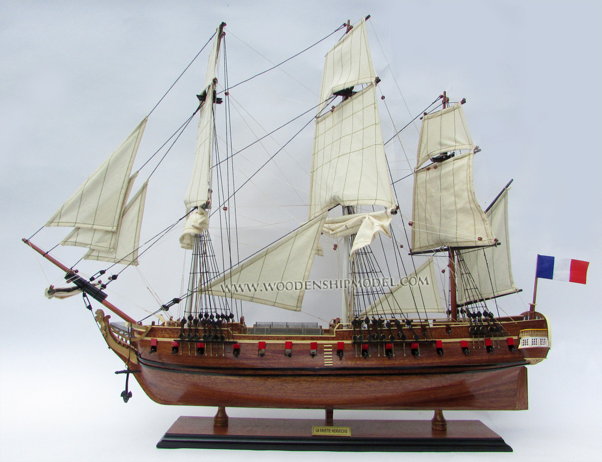 Quality Wooden Model Ship La Fayette Hermione ready for display