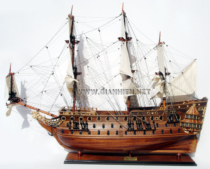 HMS Prince model ship ready for display