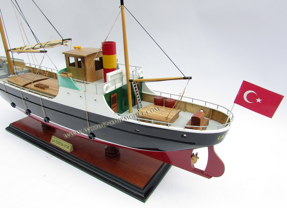 Model Ship La Toison D'or ready for display, La Toison D'or ship model, La Toison D'or Tintin Fiction, La Toison D'or ship model, La Toison D'or trawler in The Adventures of Tintin story The Shooting Star, fictional ship model La Toison D'or, La Toison D'or Tintin ship model, model ship in Tintin comic, Tintin's ship, model ship hand made Tintin