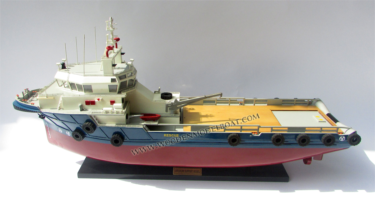 Model Offshore Support Vessel Deck View, offshore support vessel model, OSV model, display offshore support vessel, tugboat model, model tug boat, tugboat model, display tugboat model, scale tugboat model, offshore vessel model, model boat offshore support vessel, handmade sea tugboat vessel