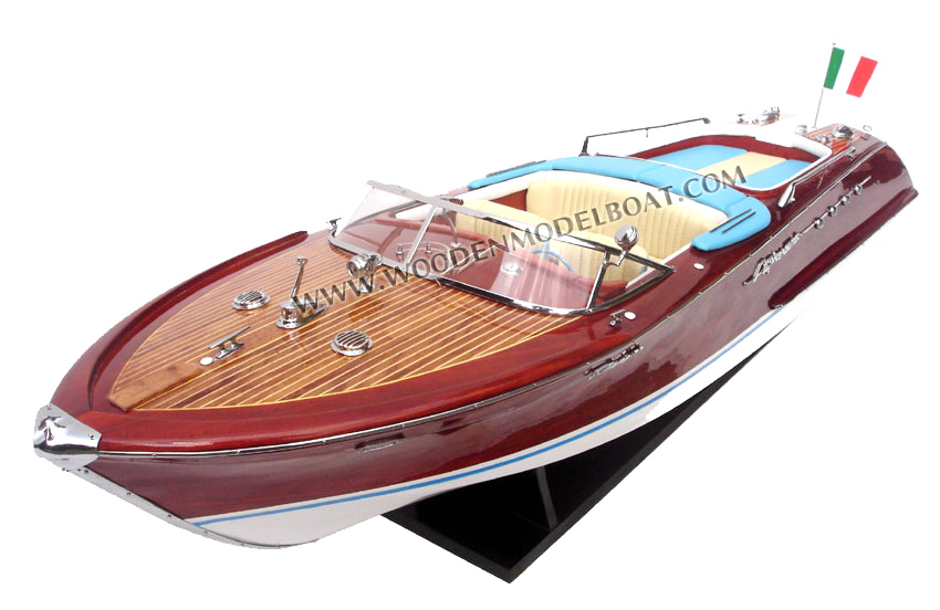 Model Boat Super Riva Lamborghini ready for display