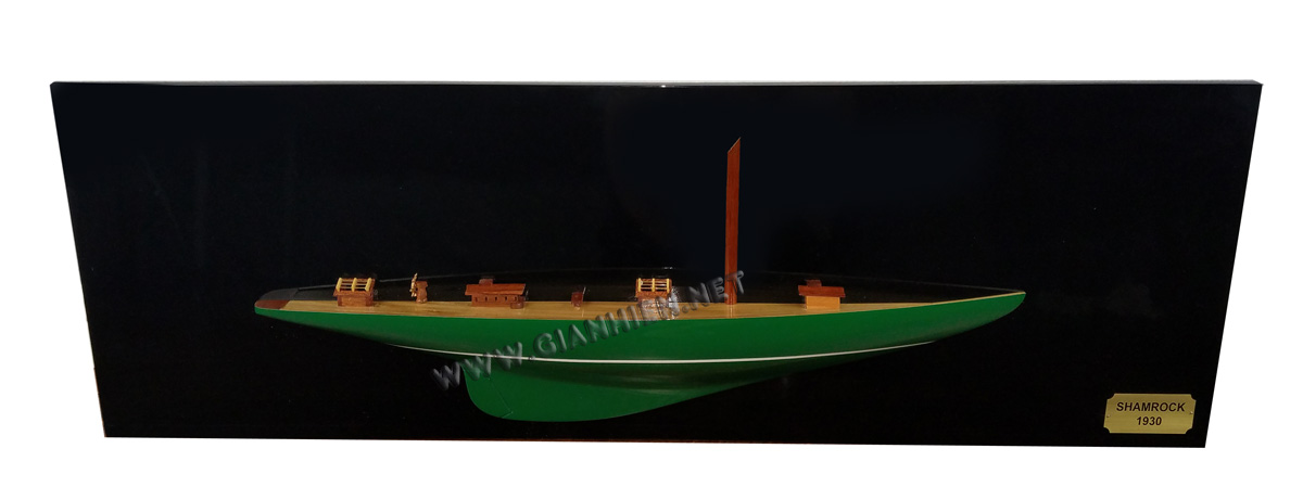 shamrock half-hull, Shamrock half picture, Shamrock wall picture, Shamrock Irish green wall picture, Shamrock Half-hull sailing boat, Shamrock yacht half-hull, model yacht Shamrock America's Cup Collection