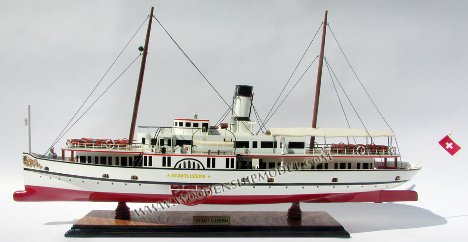 hand-crafted model ship Stadt Luzern, steam ship model Stadt Luzern, display model Stadt Luzern, paddle steamer Stadt Luzern model ship, PADDLE STEAM SHIP STADT LUZERN, STEAM SHIP STADT LUZERN, Stadt Luzern paddle steamers model, hand-made paddle steamer Stadt Luzern Schiffsmodell, Stadt Luzern bootmodel