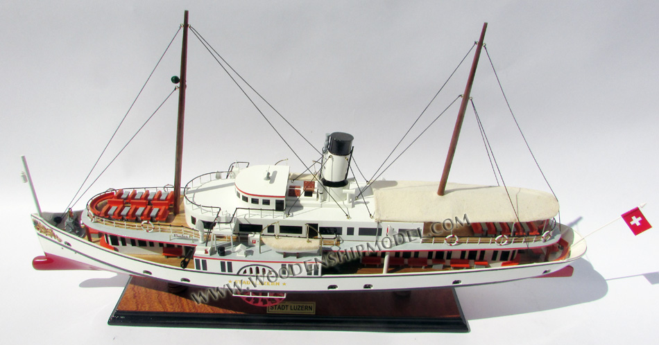 hand-crafted model ship Stadt Luzern, steam ship model Stadt Luzern, display model Stadt Luzern, paddle steamer Stadt Luzern model ship, PADDLE STEAM SHIP STADT LUZERN, STEAM SHIP STADT LUZERN, Stadt Luzern paddle steamers model, hand-made paddle steamer Stadt Luzern Schiffsmodell, Stadt Luzern bootmodel