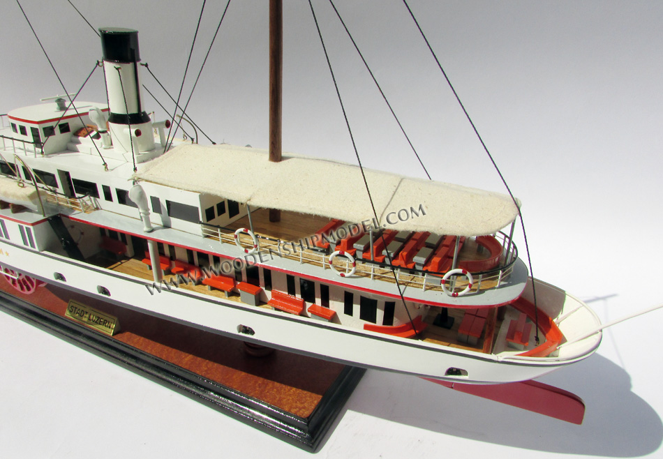 hand-crafted model ship Stadt Luzern, steam ship model Stadt Luzern, display model Stadt Luzern, paddle steamer Stadt Luzern model ship, PADDLE STEAM SHIP STADT LUZERN, STEAM SHIP STADT LUZERN, Stadt Luzern paddle steamers model, hand-made paddle steamer Stadt Luzern Schiffsmodell, Stadt Luzern bootmodel